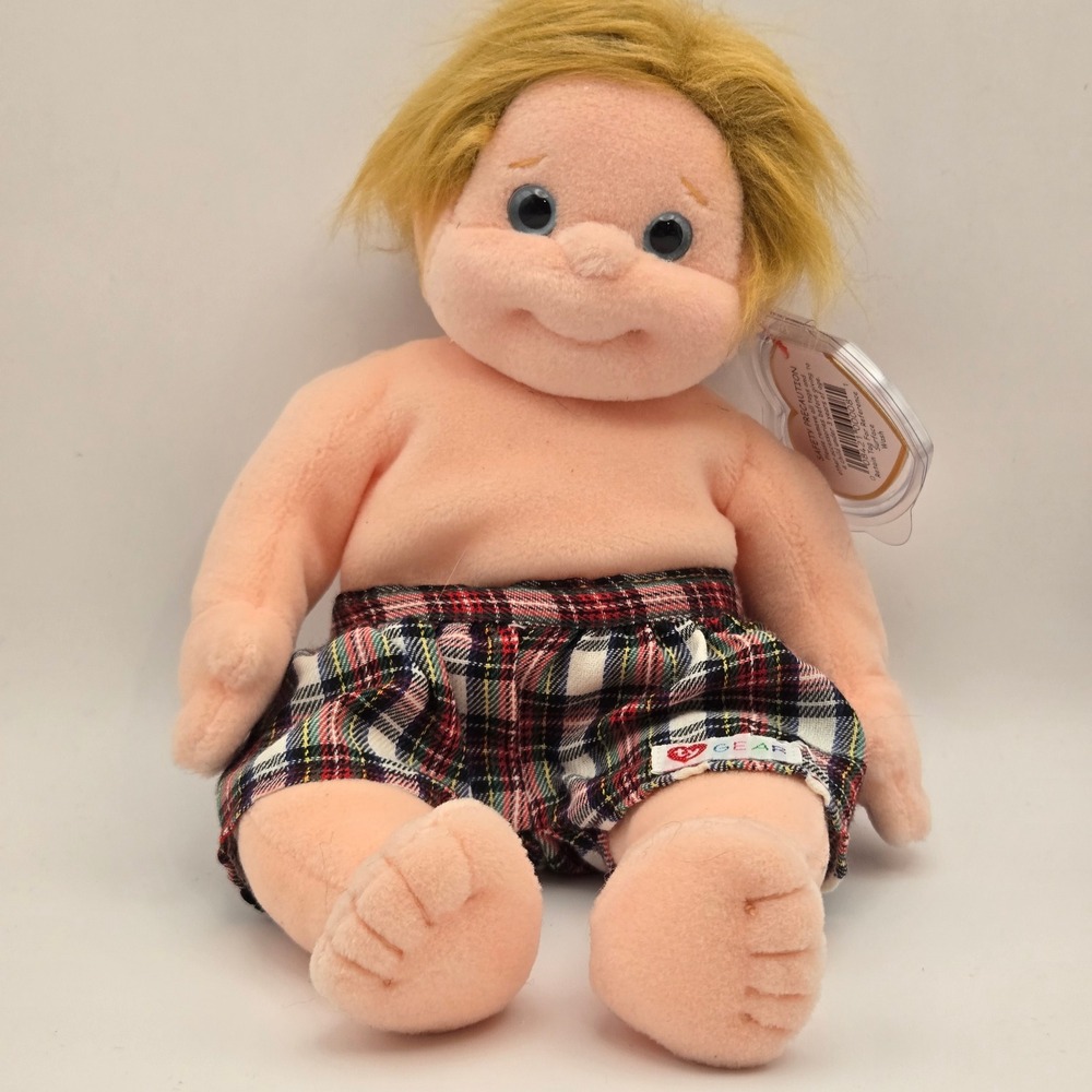 Ty Beanie Kids Chipper With Covered Tag Vintage Plush Doll Plaid Shorts Retro
